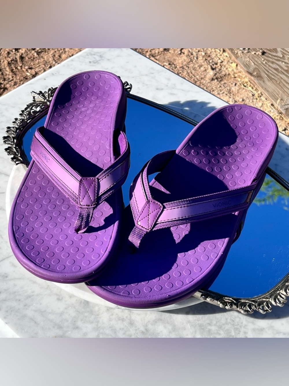 Vionic Tide II Sandal Flip-Flop Thong, 12, Purple Ombré Arch Support Comfort